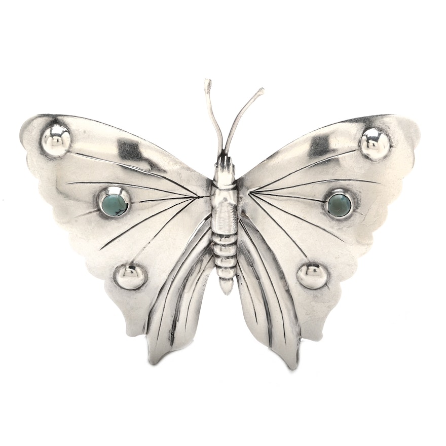 Early - Mid 20th Century Vintage Mexican Silver Butterfly Pin