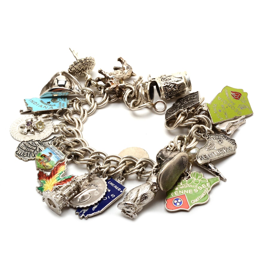 Vintage Sterling Silver Charm Bracelet