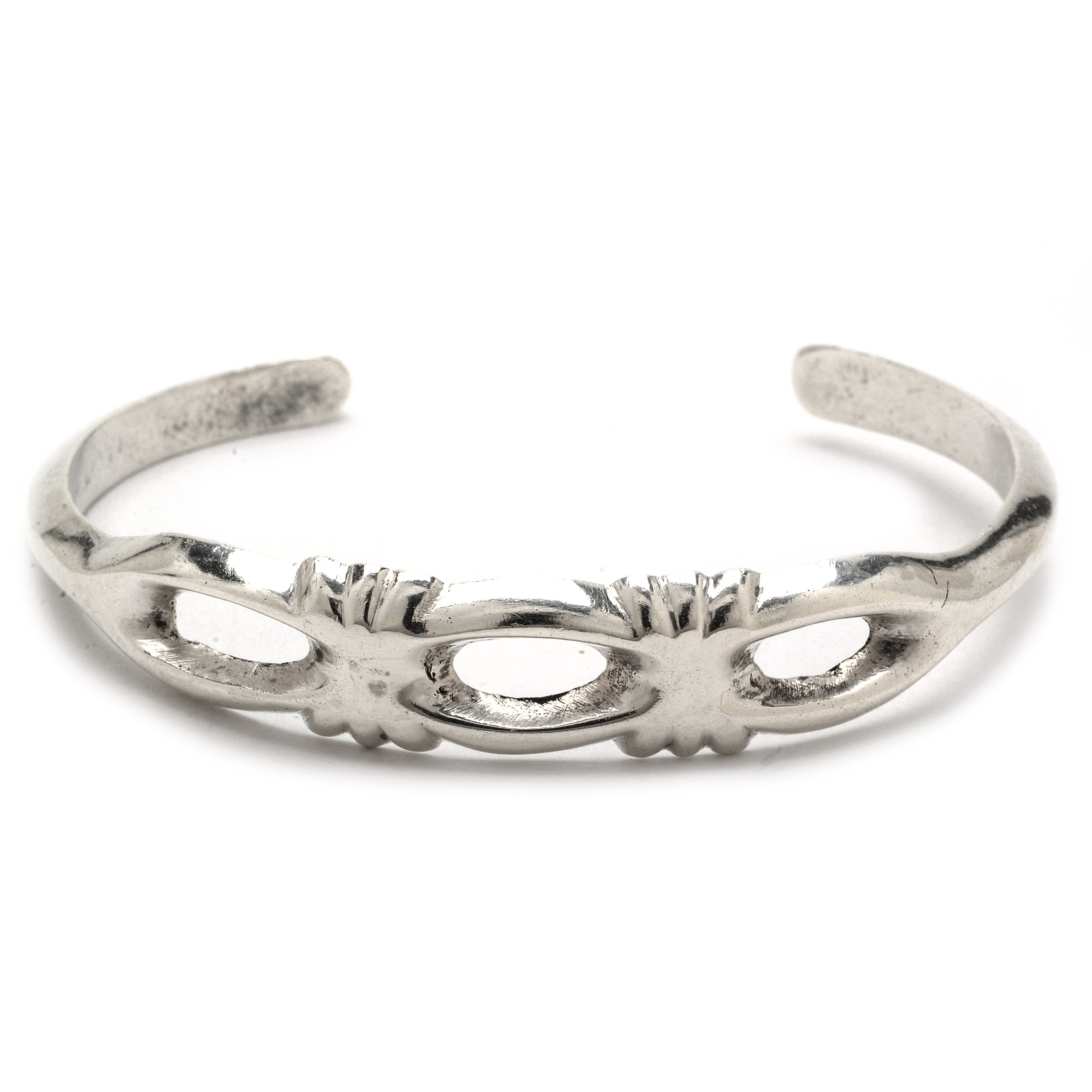 Southwestern Style Sand Cast Sterling Silver Openwork Cuff