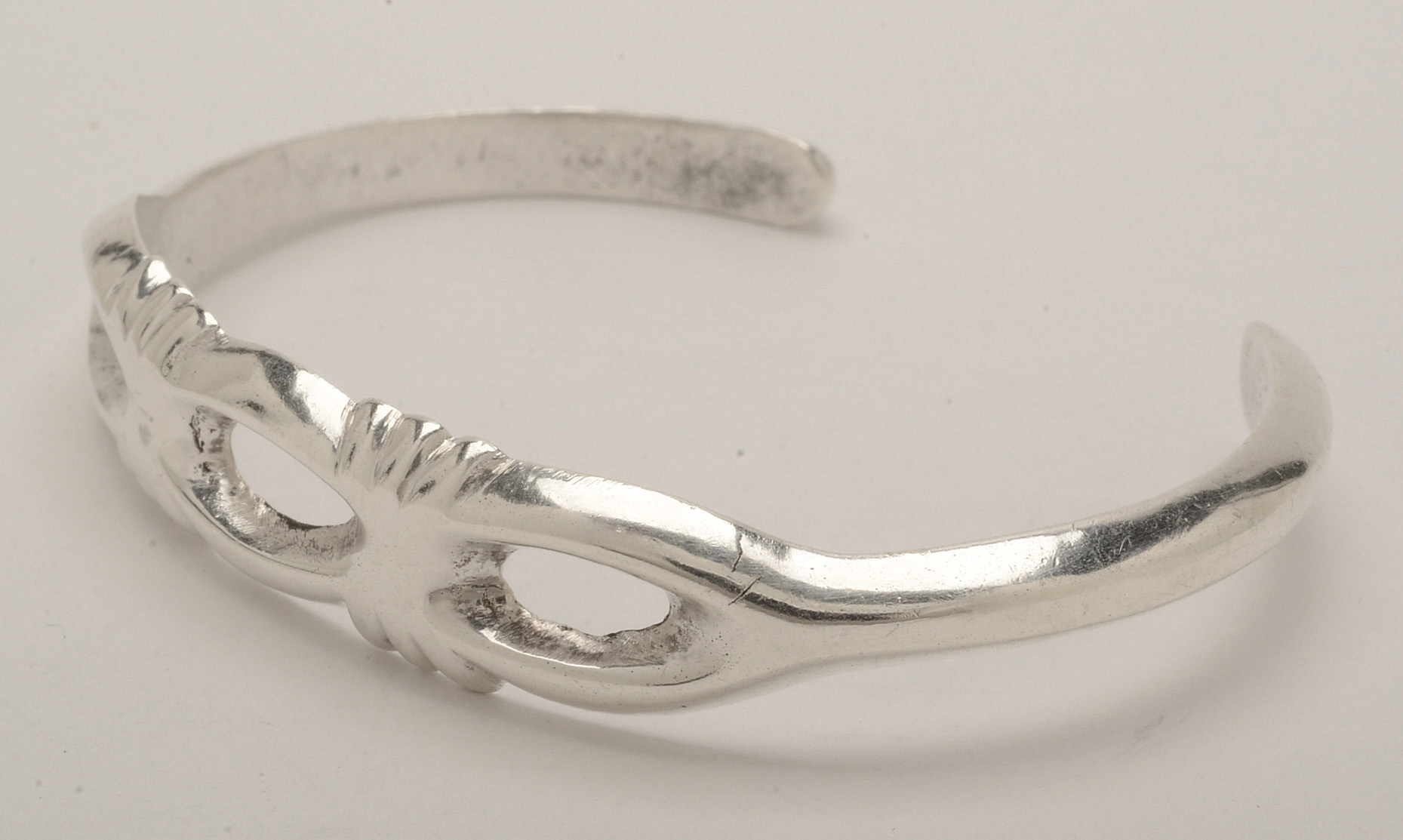 Southwestern Style Sand Cast Sterling Silver Openwork Cuff