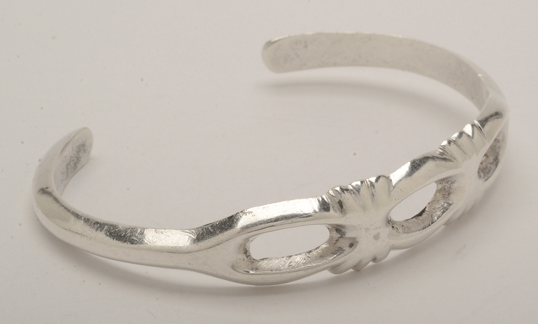 Southwestern Style Sand Cast Sterling Silver Openwork Cuff