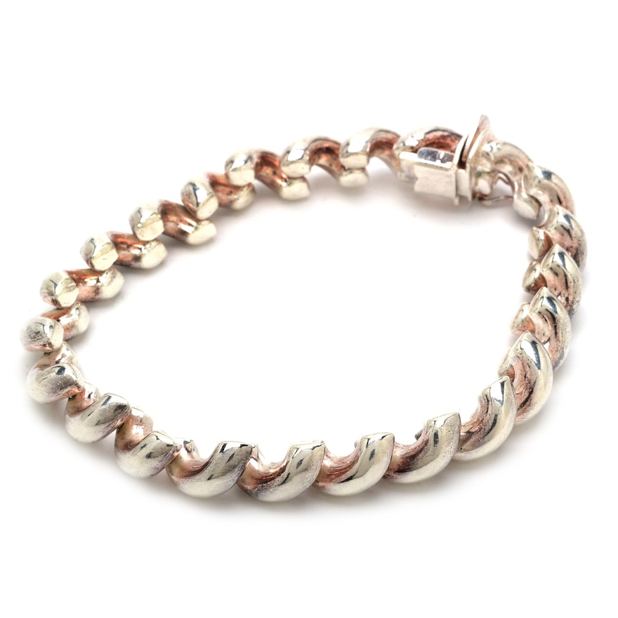 Sterling Silver San Marcos Macaroni Link Bracelet