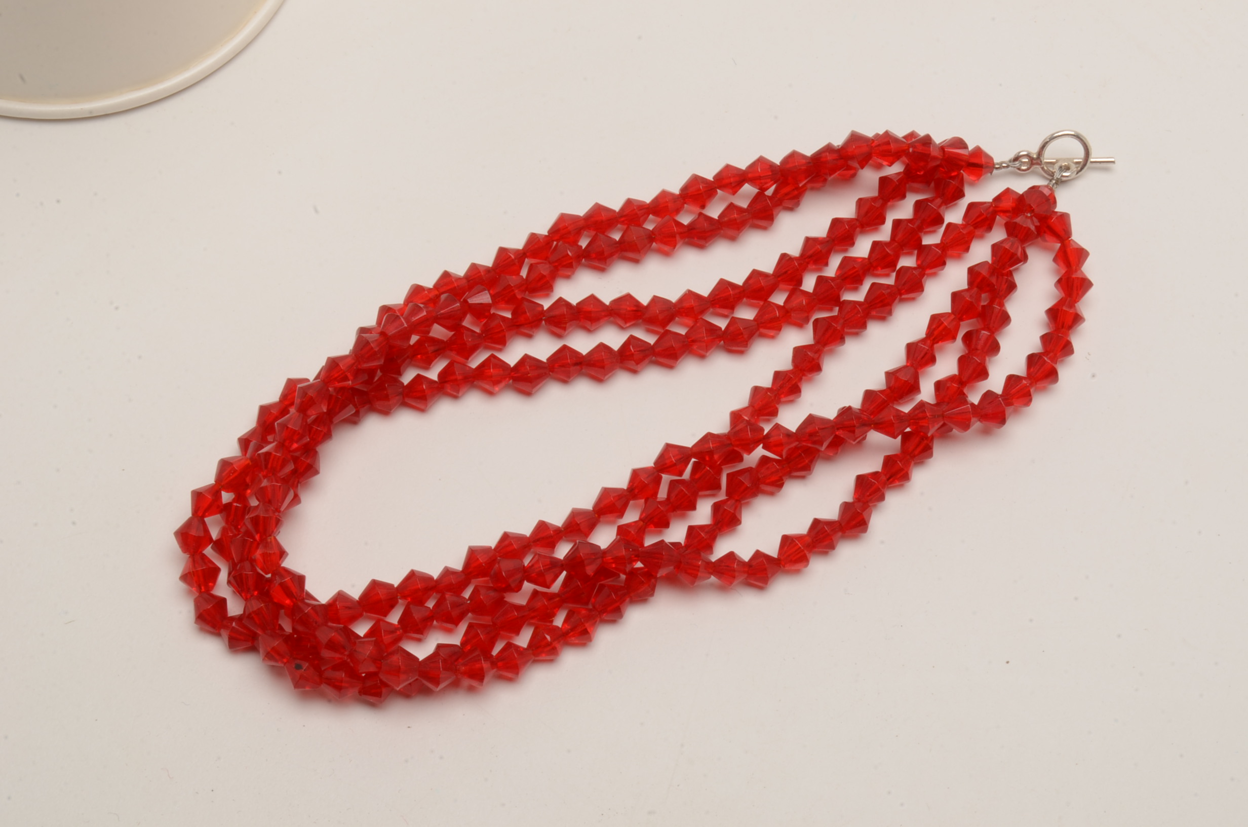 Silvertone Bangle Bracelet in Modern Design and Beaded Necklace