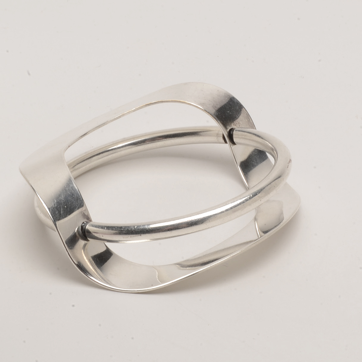 Silvertone Bangle Bracelet in Modern Design and Beaded Necklace