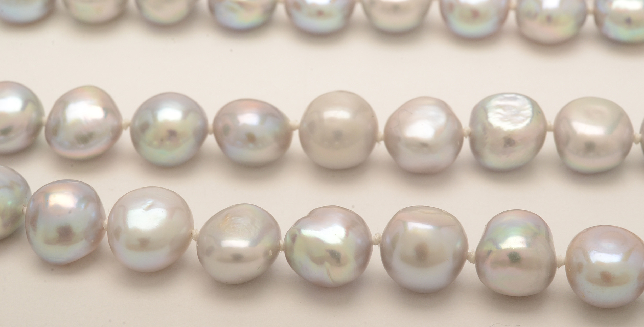 Cultured Freshwater Grey Pearl Necklace with 14K Gold Clasp