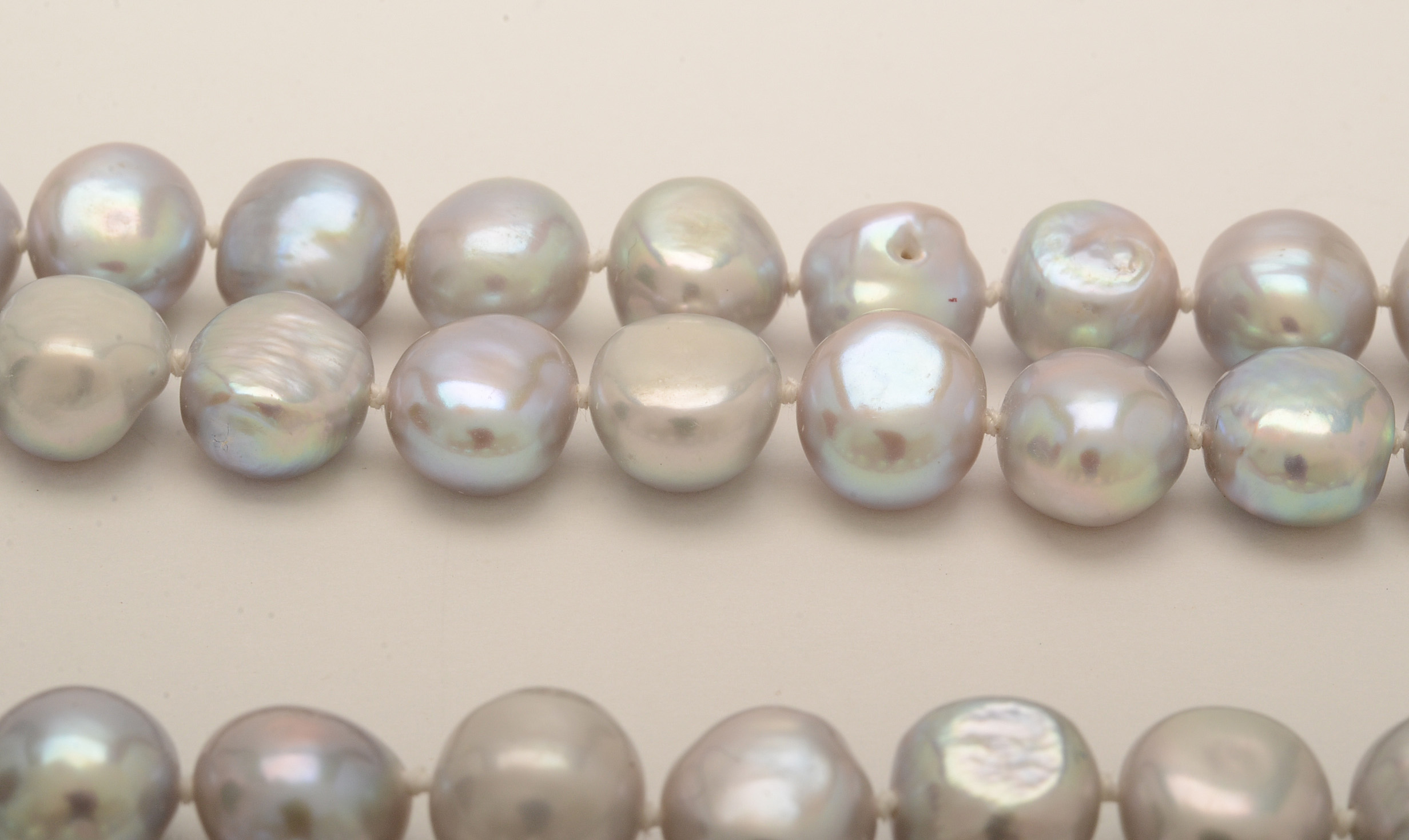 Cultured Freshwater Grey Pearl Necklace with 14K Gold Clasp