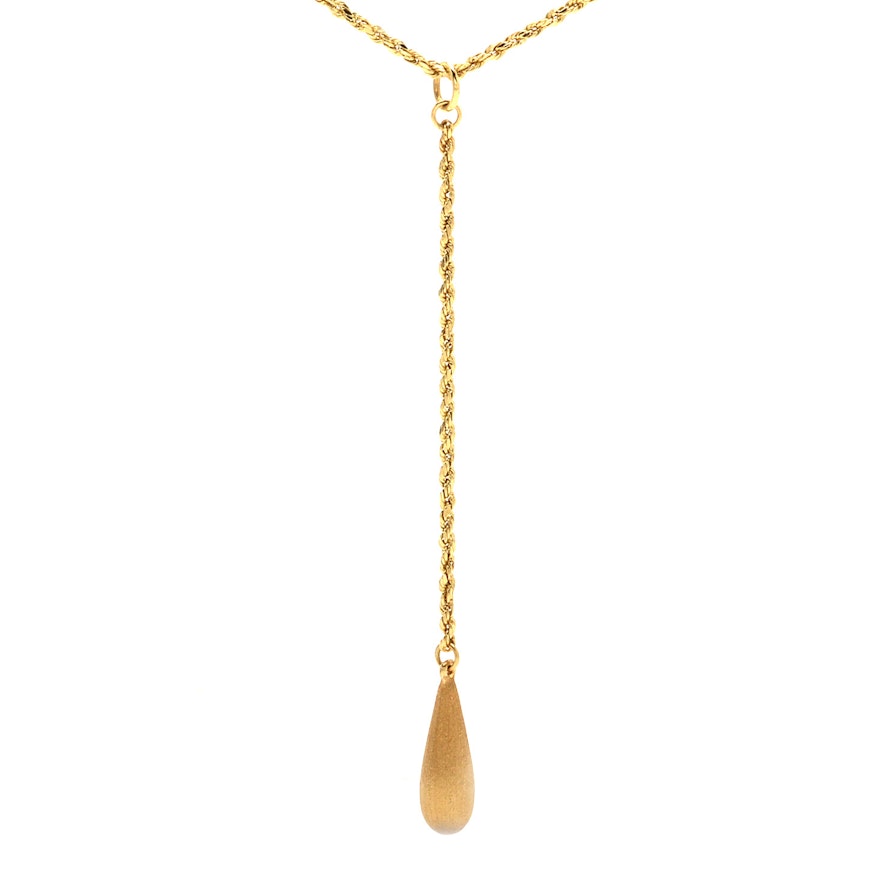 Peruvian 14K Yellow Gold Pendant Drop Chain Necklace