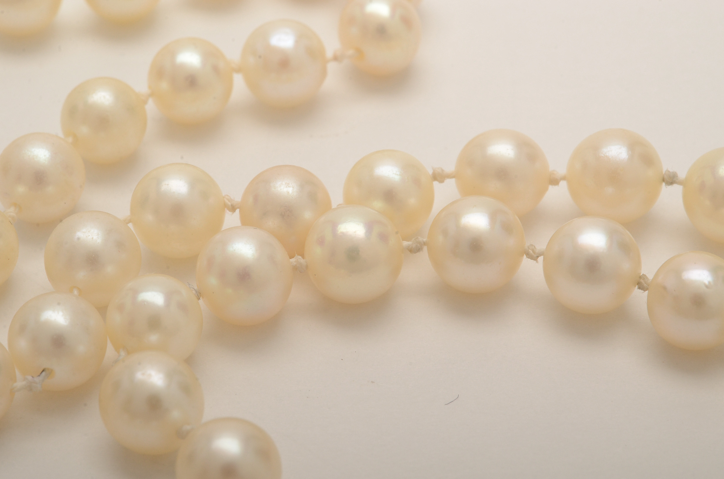 Double Knotted Cultured Pearl Necklace with 14K Yellow Gold Clasp