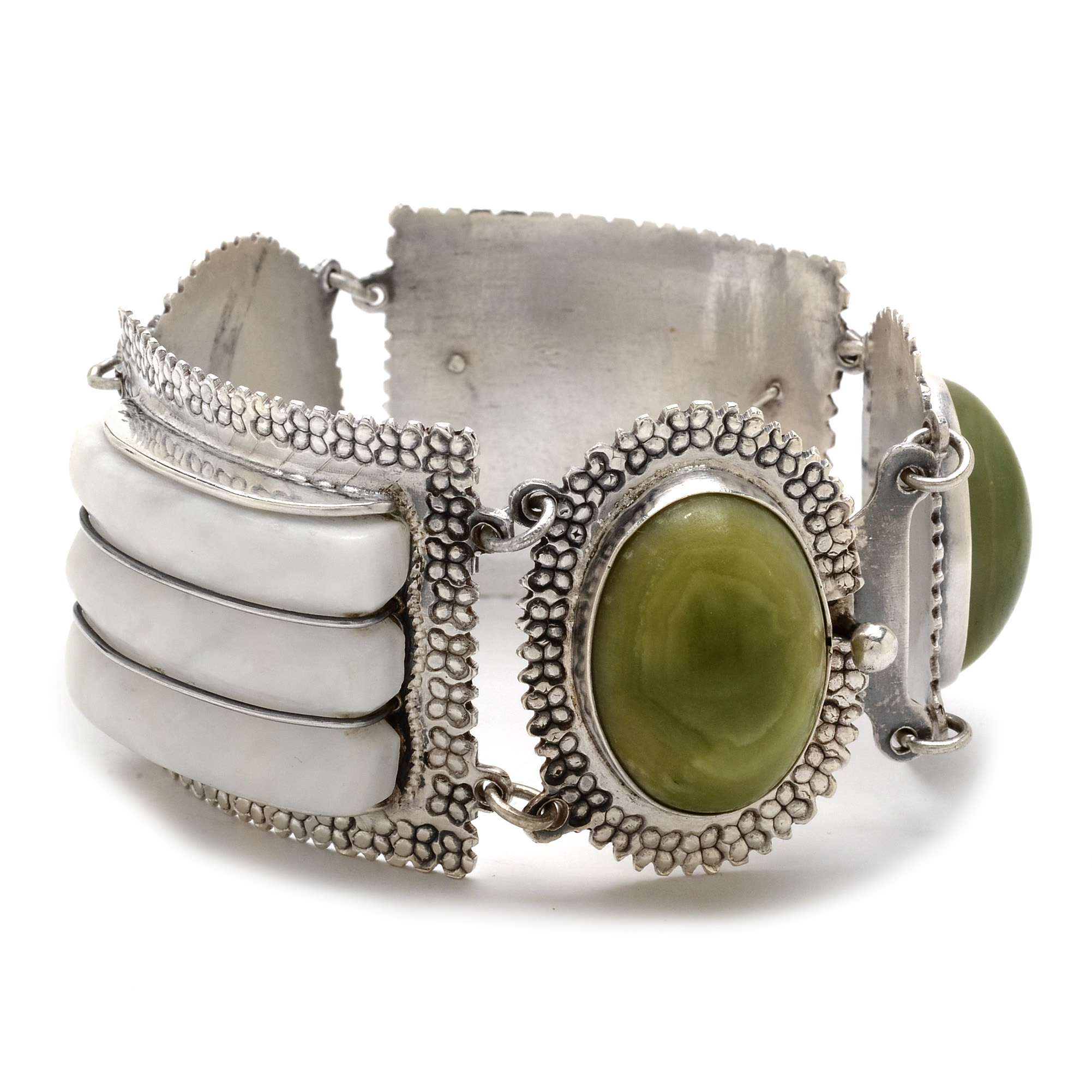 Vintage Mexican Sterling Silver and Calcite Link Bracelet