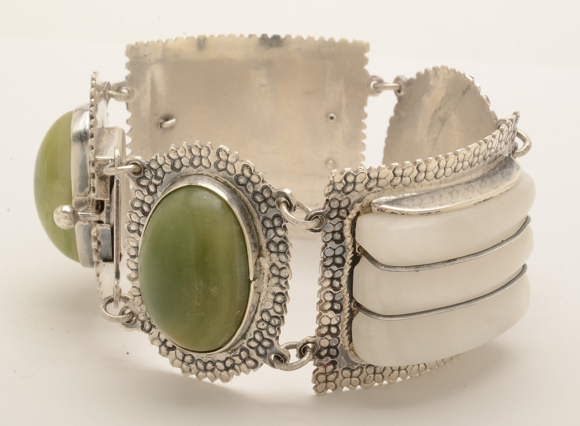 Vintage Mexican Sterling Silver and Calcite Link Bracelet