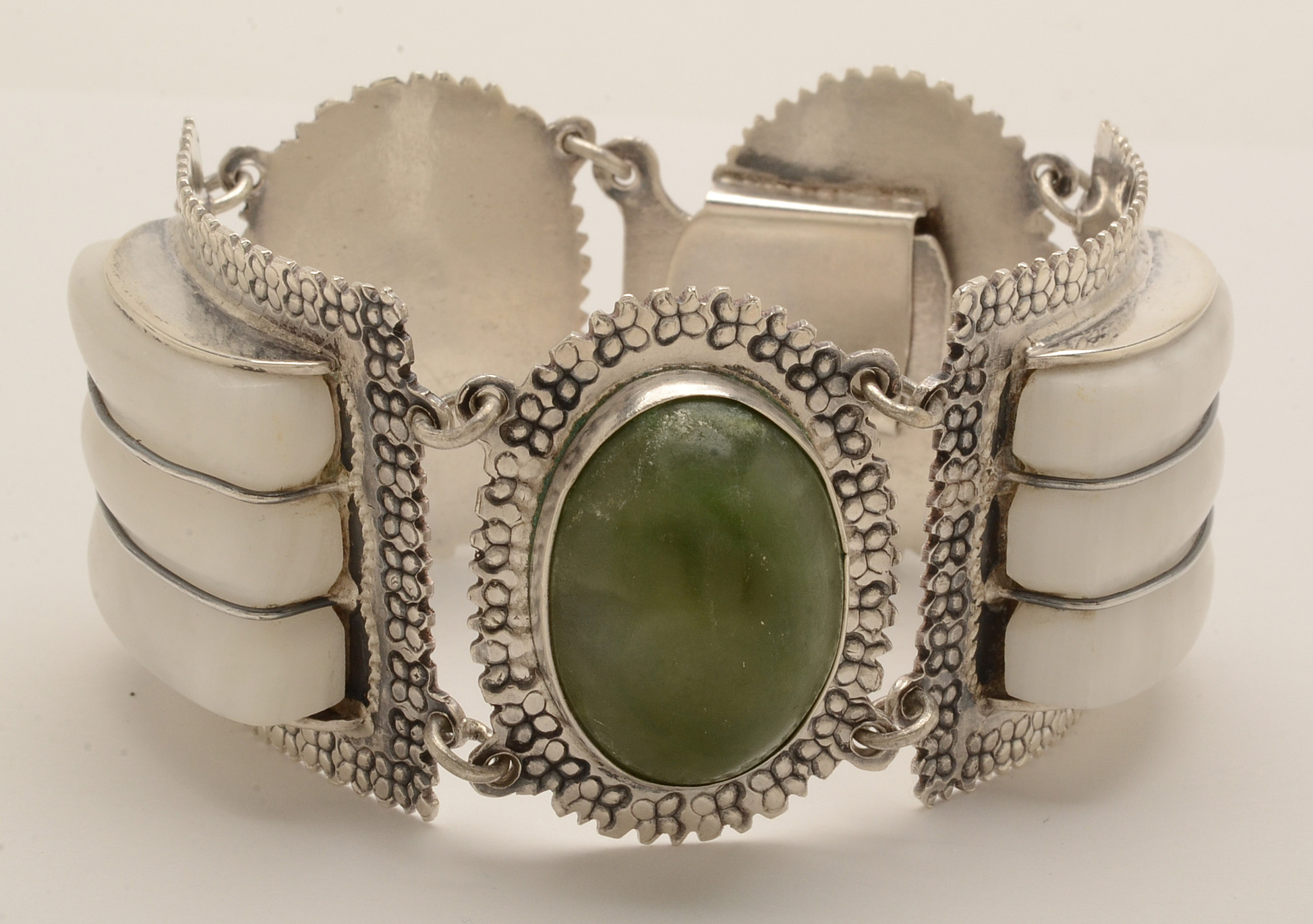 Vintage Mexican Sterling Silver and Calcite Link Bracelet