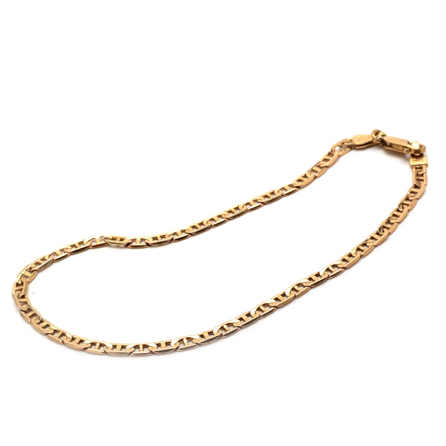 Italian B & M 10K Yellow Gold Chain Link Bracelet
