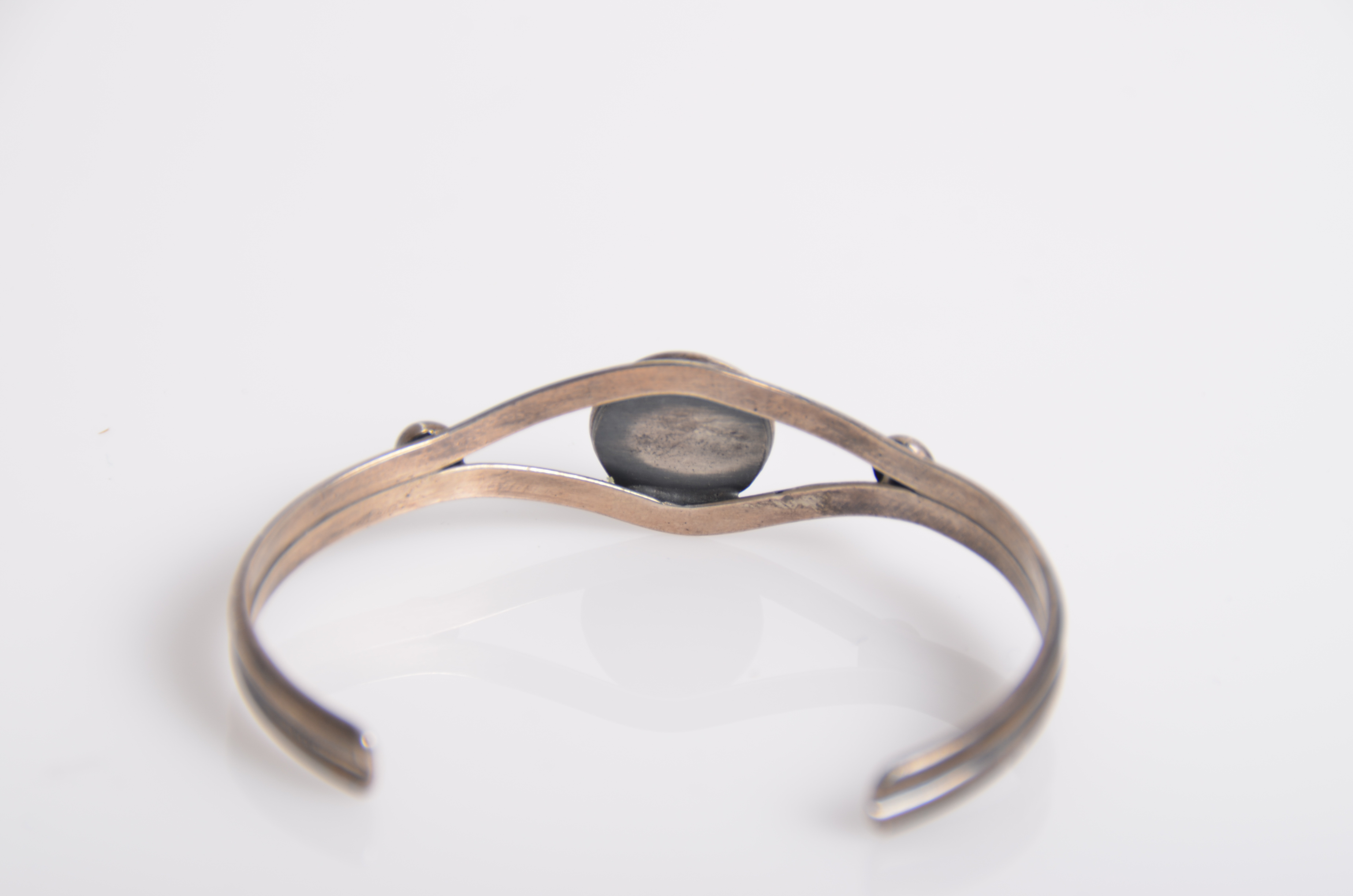 Sterling Silver and Shadow Box Turquoise Cuff Bracelet and Stud Earrings