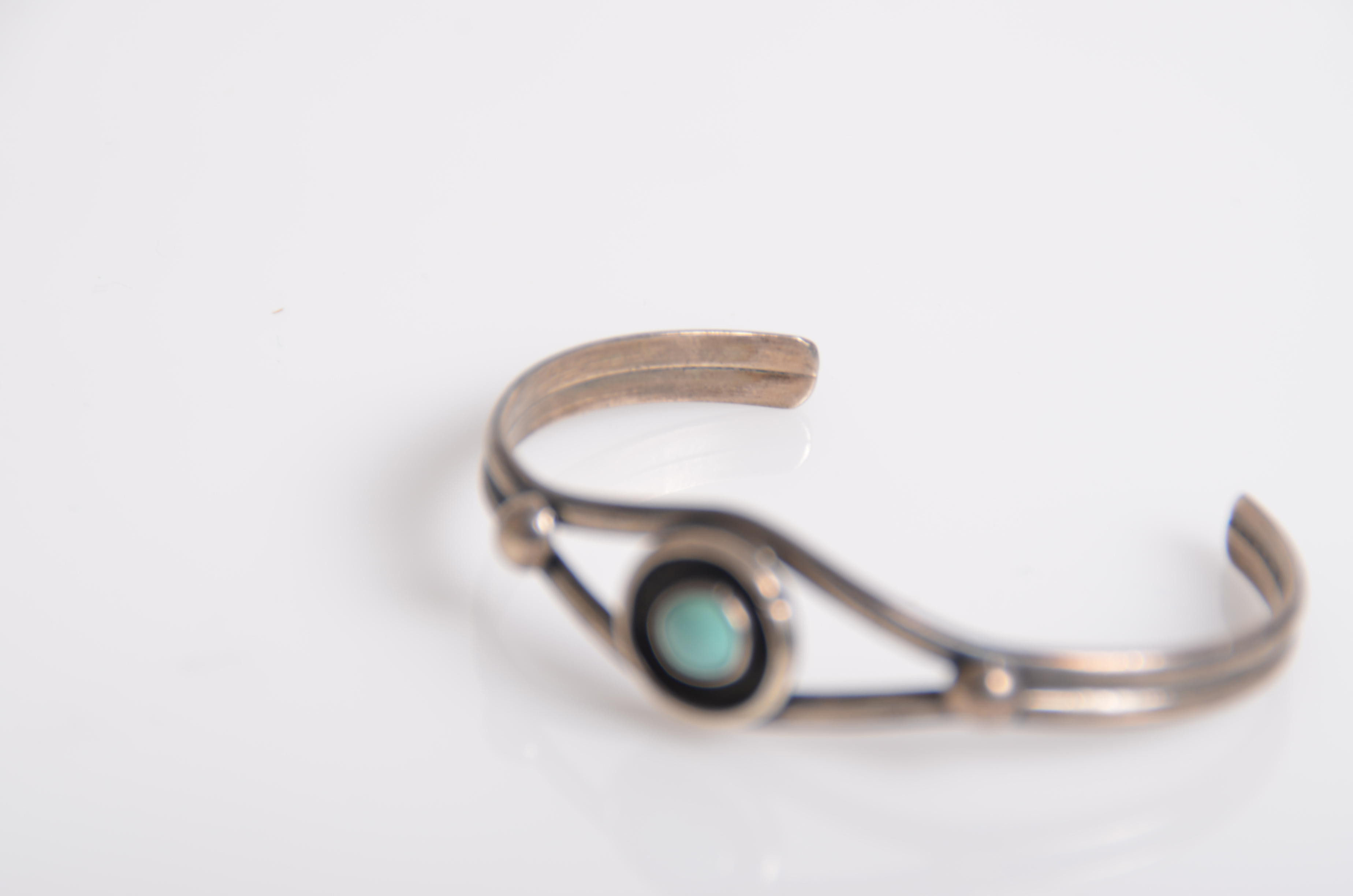 Sterling Silver and Shadow Box Turquoise Cuff Bracelet and Stud Earrings