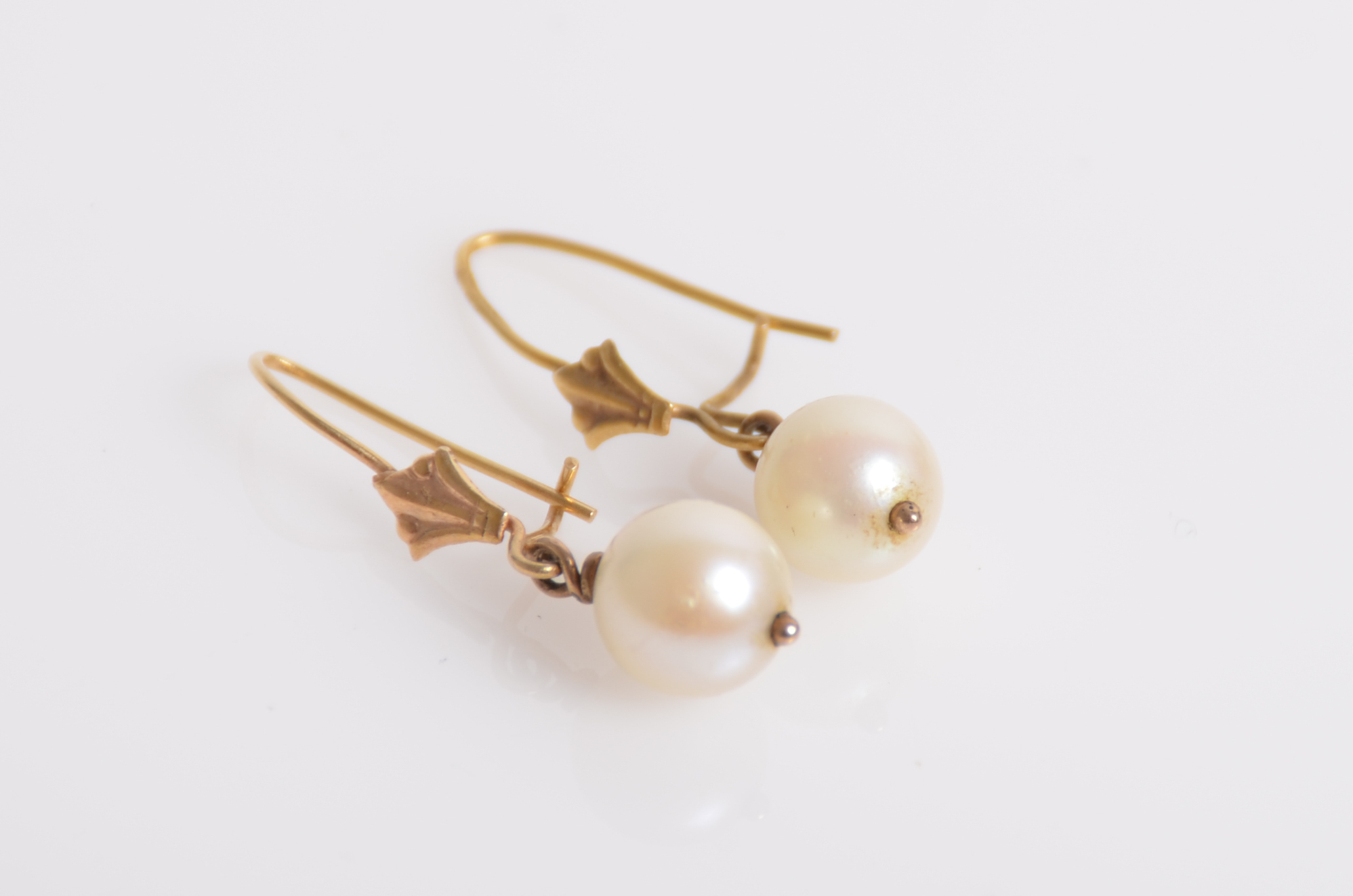 14K Yellow Gold and Freshwater Pearl Earrings and Necklace Chain