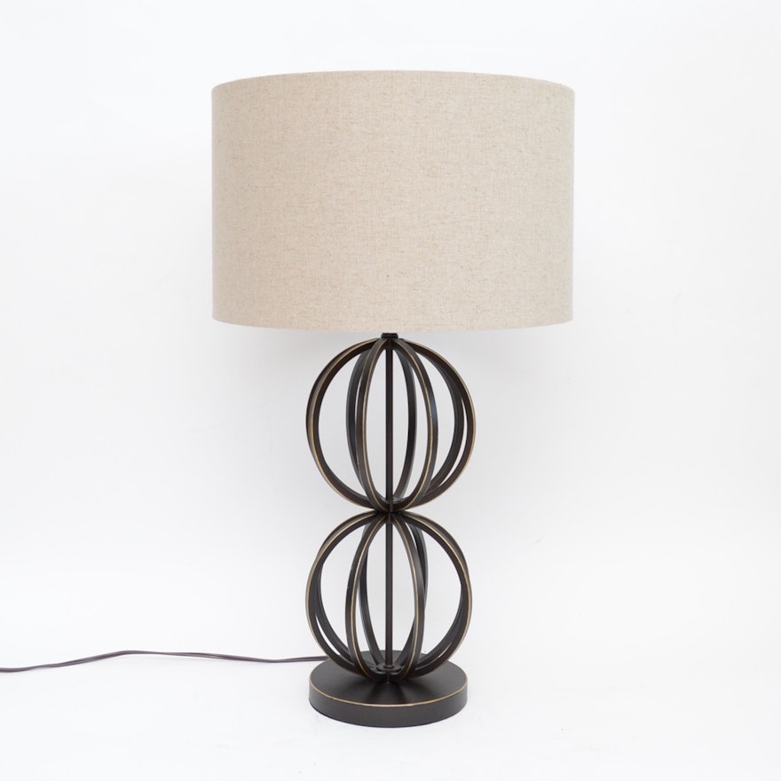 Contemporary Metal Lamp with Linen Shade