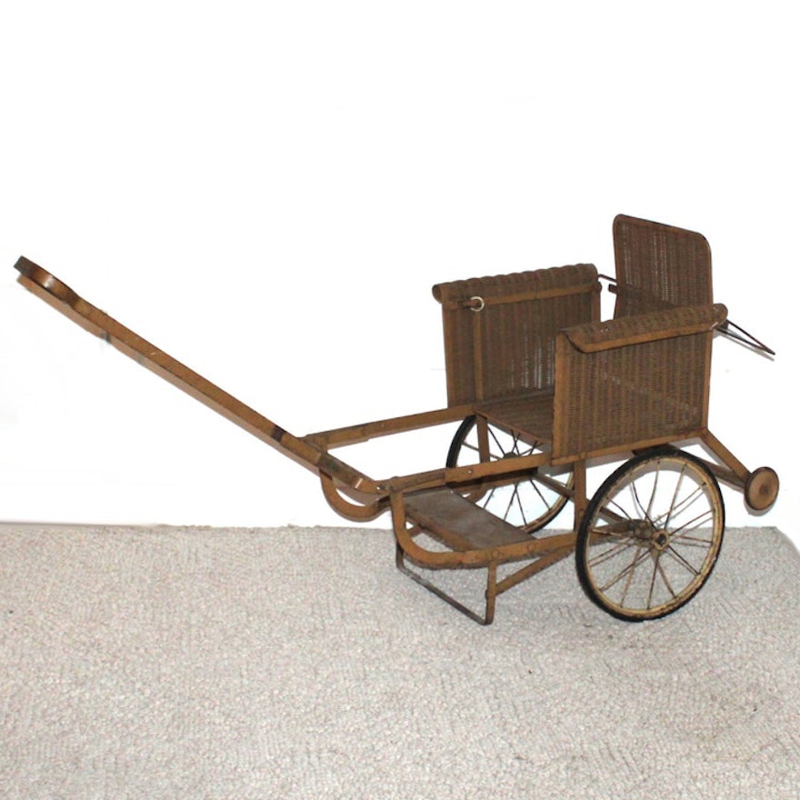 Antique Rickshaw-Style Doll Stroller