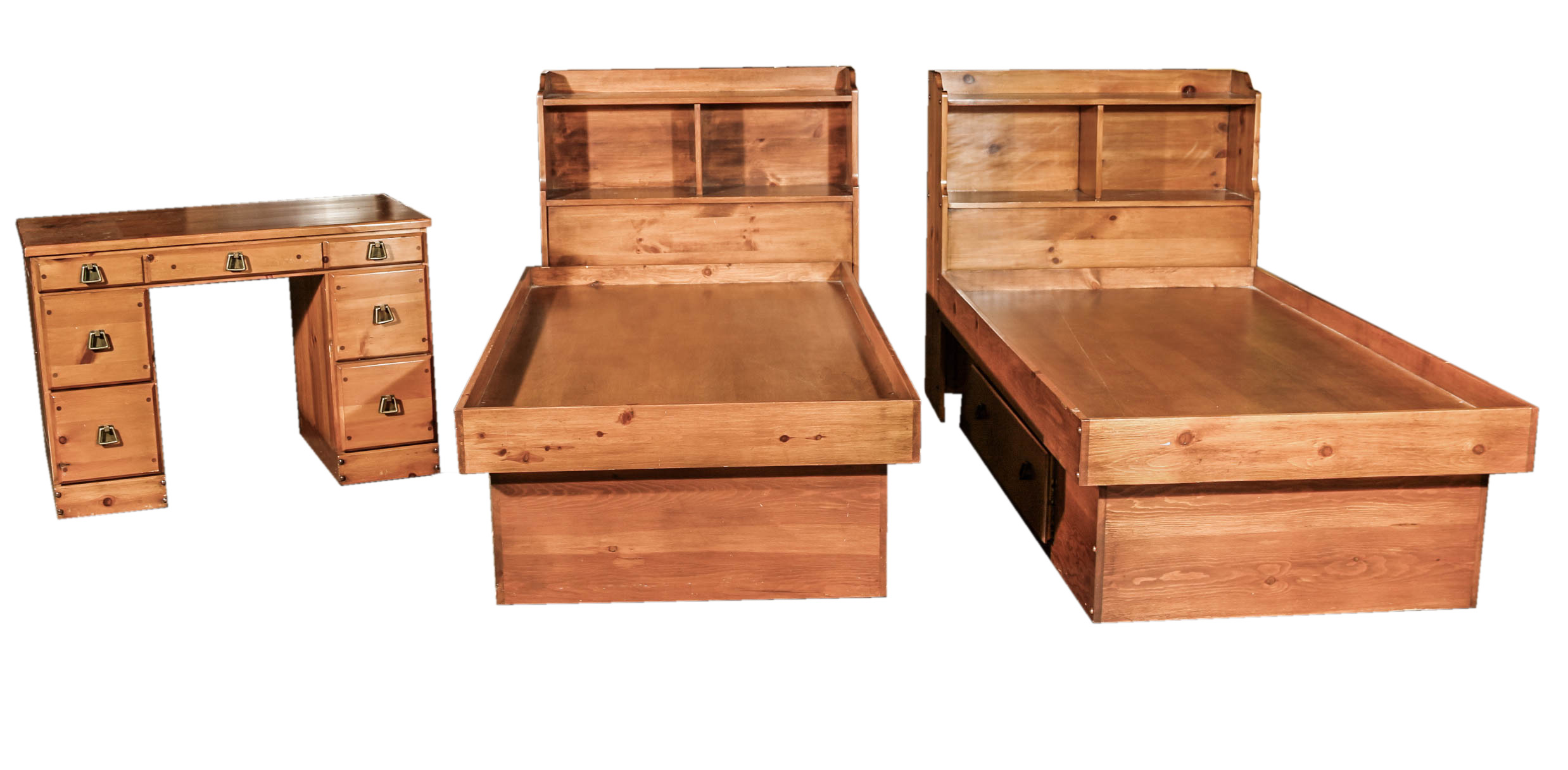 Vintage Pair of Twin Beds and Desk by Habitant