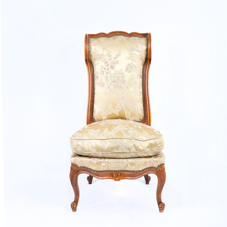 Vintage Provincial Louis XV Style Parlor Chair