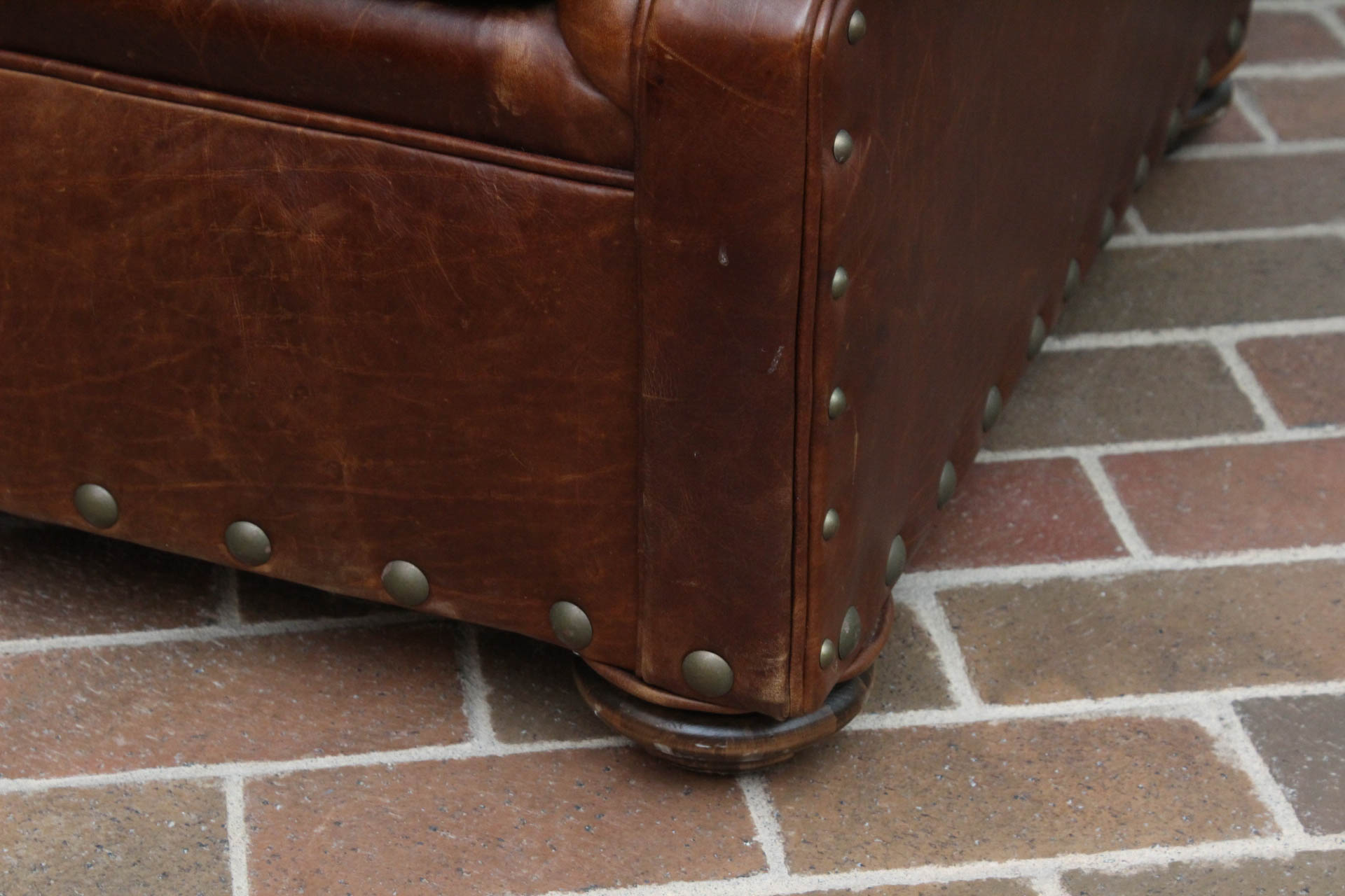 Mitchell Gold for Restoration Hardware Leather Armchair Footstool