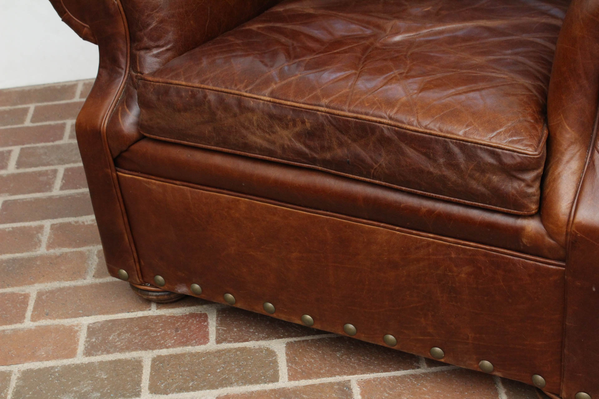 Mitchell Gold for Restoration Hardware Leather Armchair Footstool