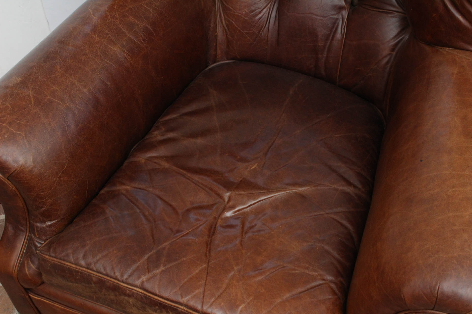 Mitchell Gold for Restoration Hardware Leather Armchair Footstool