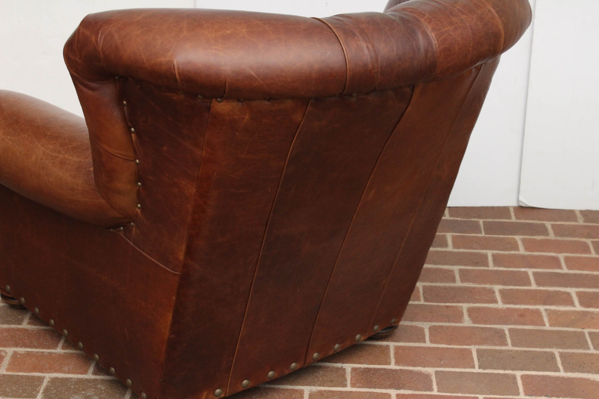 Mitchell Gold for Restoration Hardware Leather Armchair Footstool