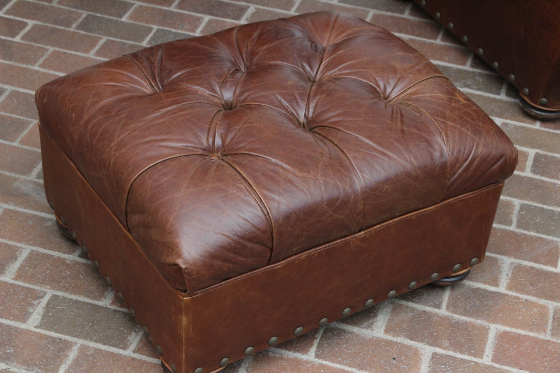 Mitchell Gold for Restoration Hardware Leather Armchair Footstool