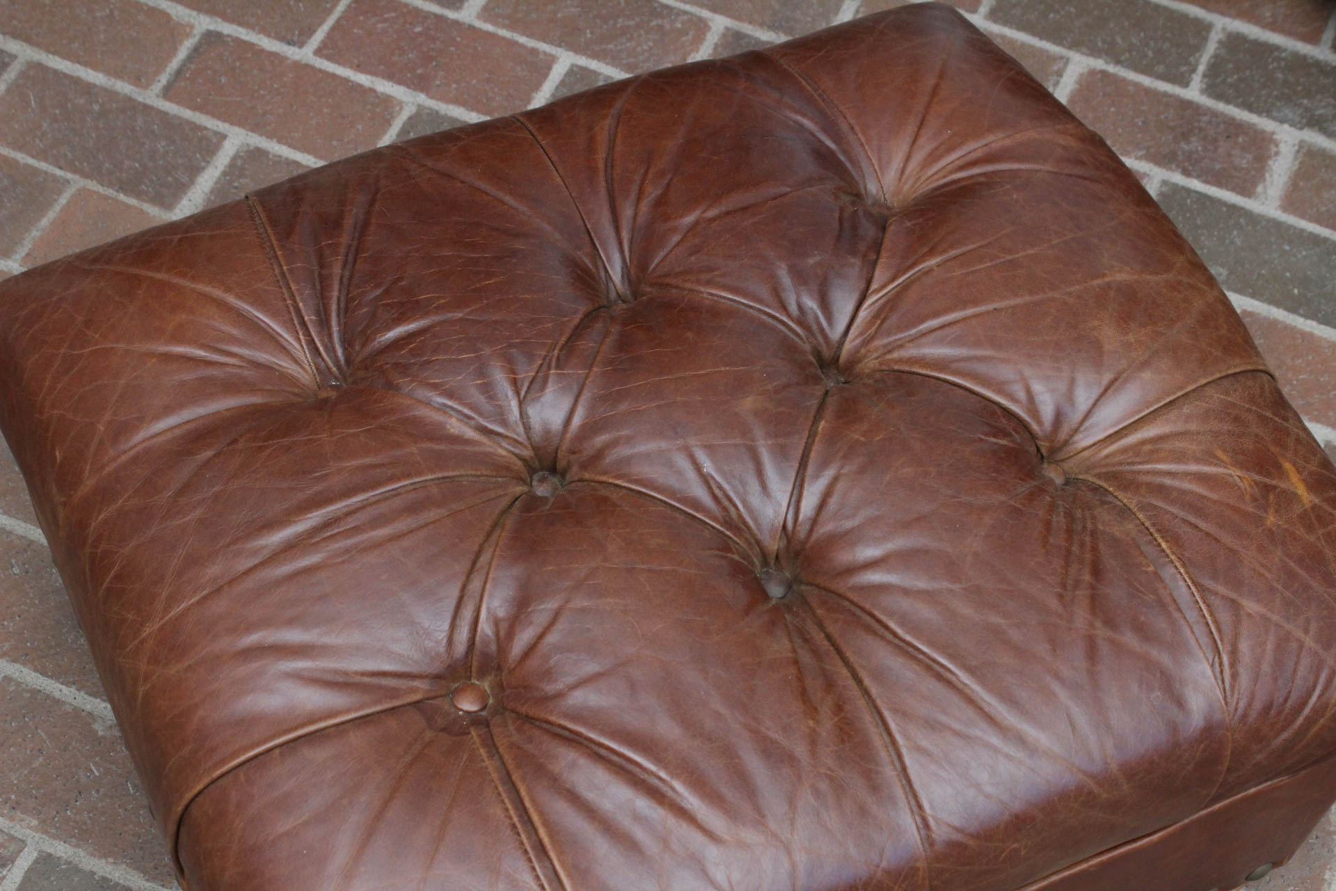 Mitchell Gold for Restoration Hardware Leather Armchair Footstool