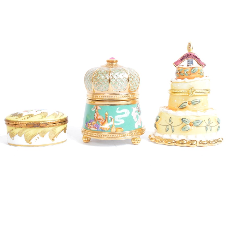 Porcelain Trinket Boxes Including Limoges