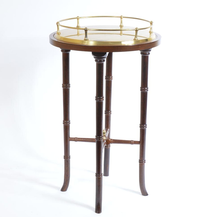 Brass Top Wooden Side Table