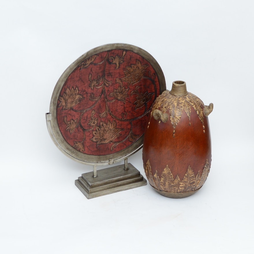 Floor Vase and Medallion on Stand