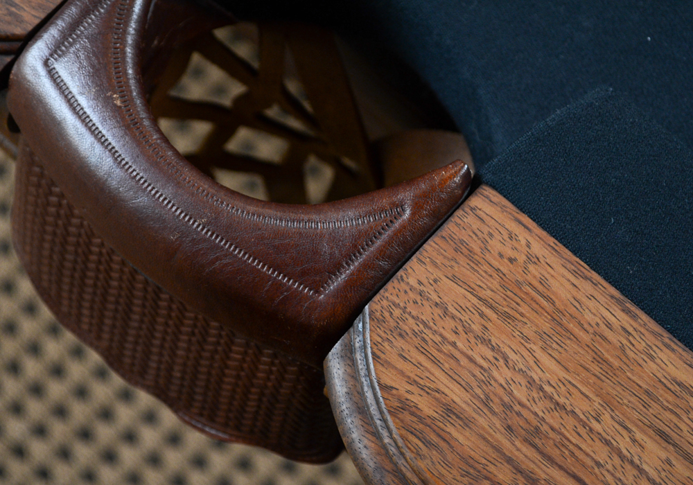 Oak Pool Table by Olhausen With Pool Cues, Ball Set, Brush, and Rack