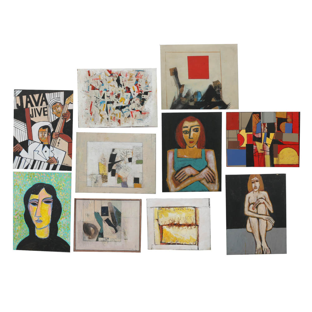 Assortment of Ronald Ashlstorm Mix Media on Board Compositions