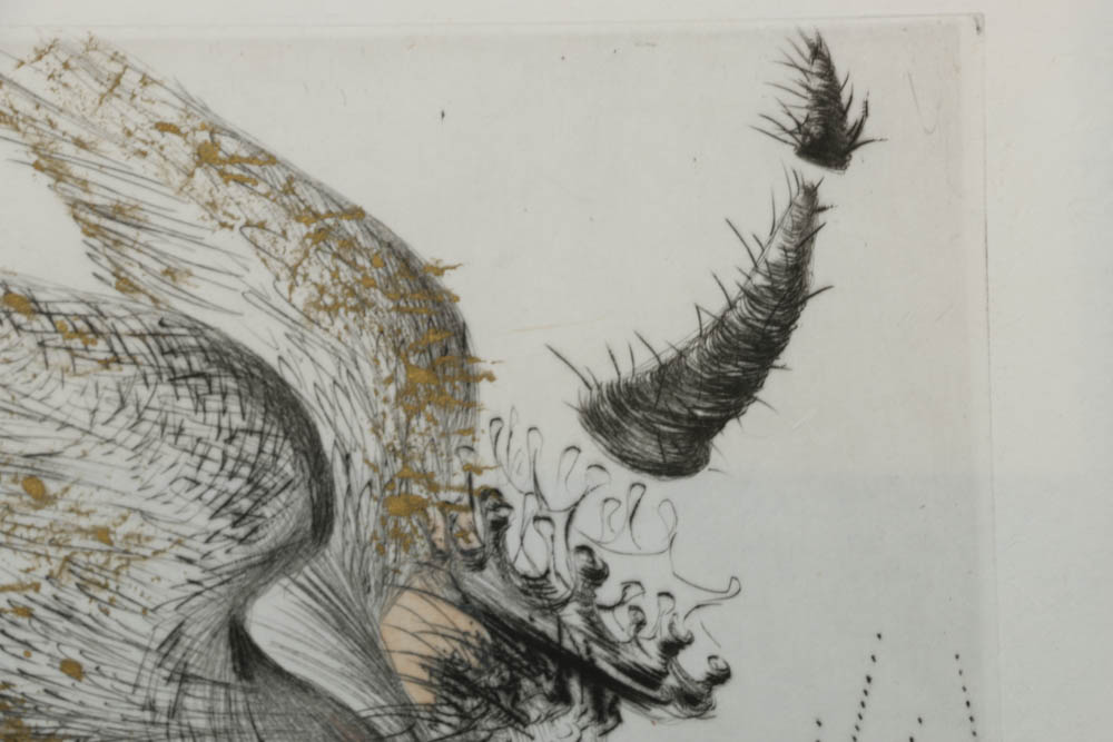 Salvador Dali Limited Edition Hand Tinted Etching "Le Demon Aile"