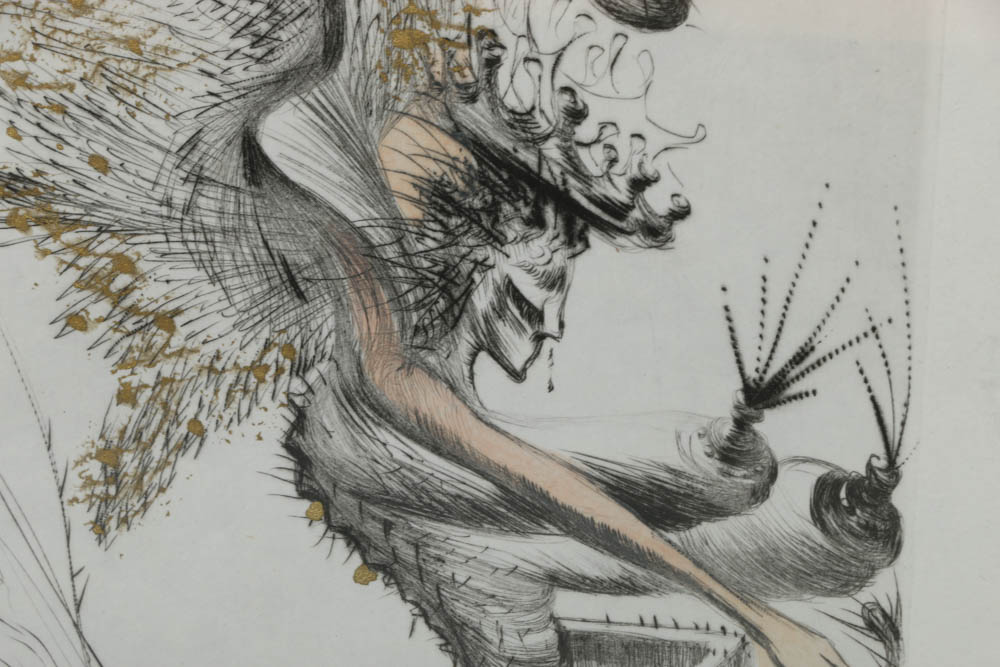 Salvador Dali Limited Edition Hand Tinted Etching "Le Demon Aile"