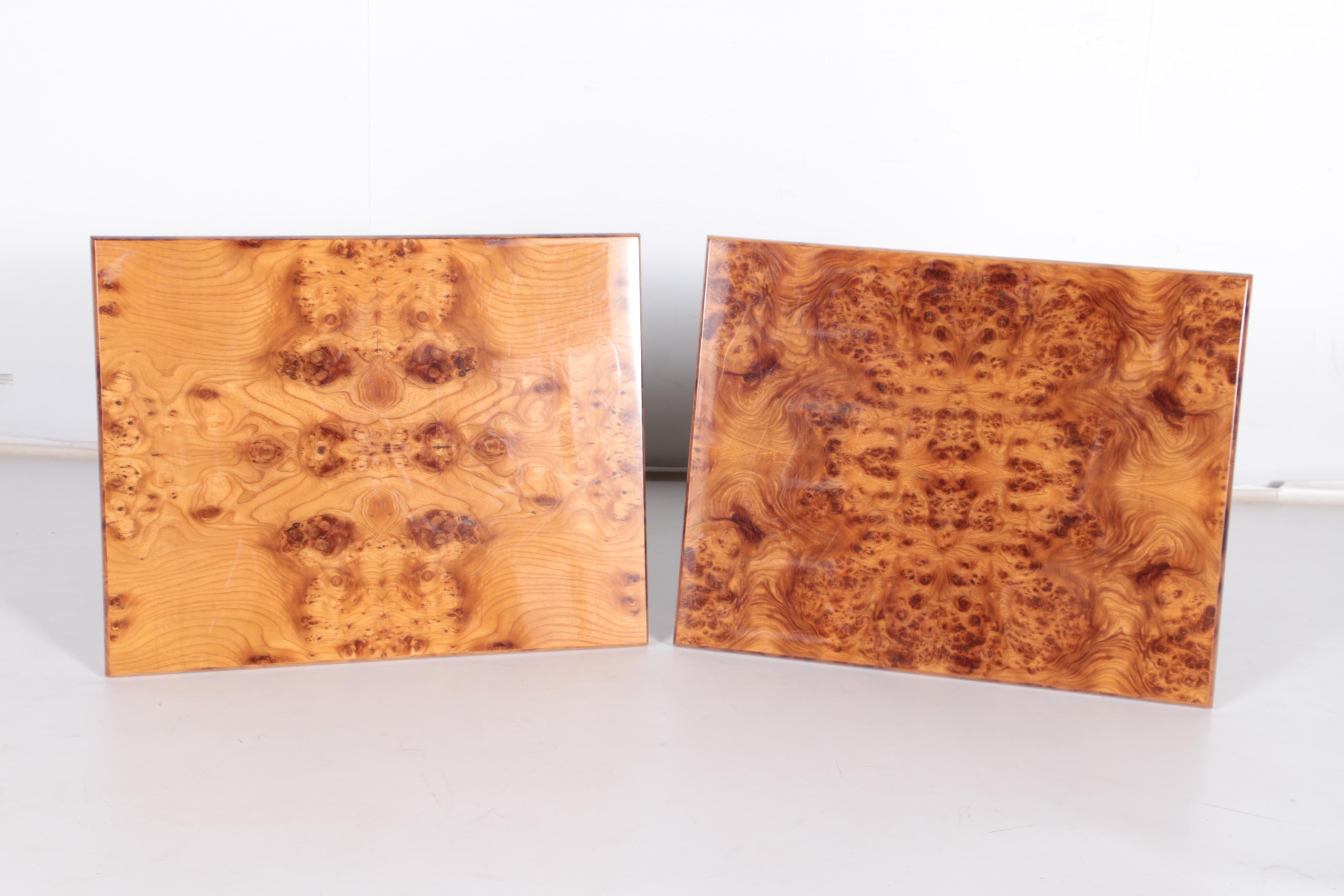 Modernist Style Side Tables With Carpathian Elm Burl Tops