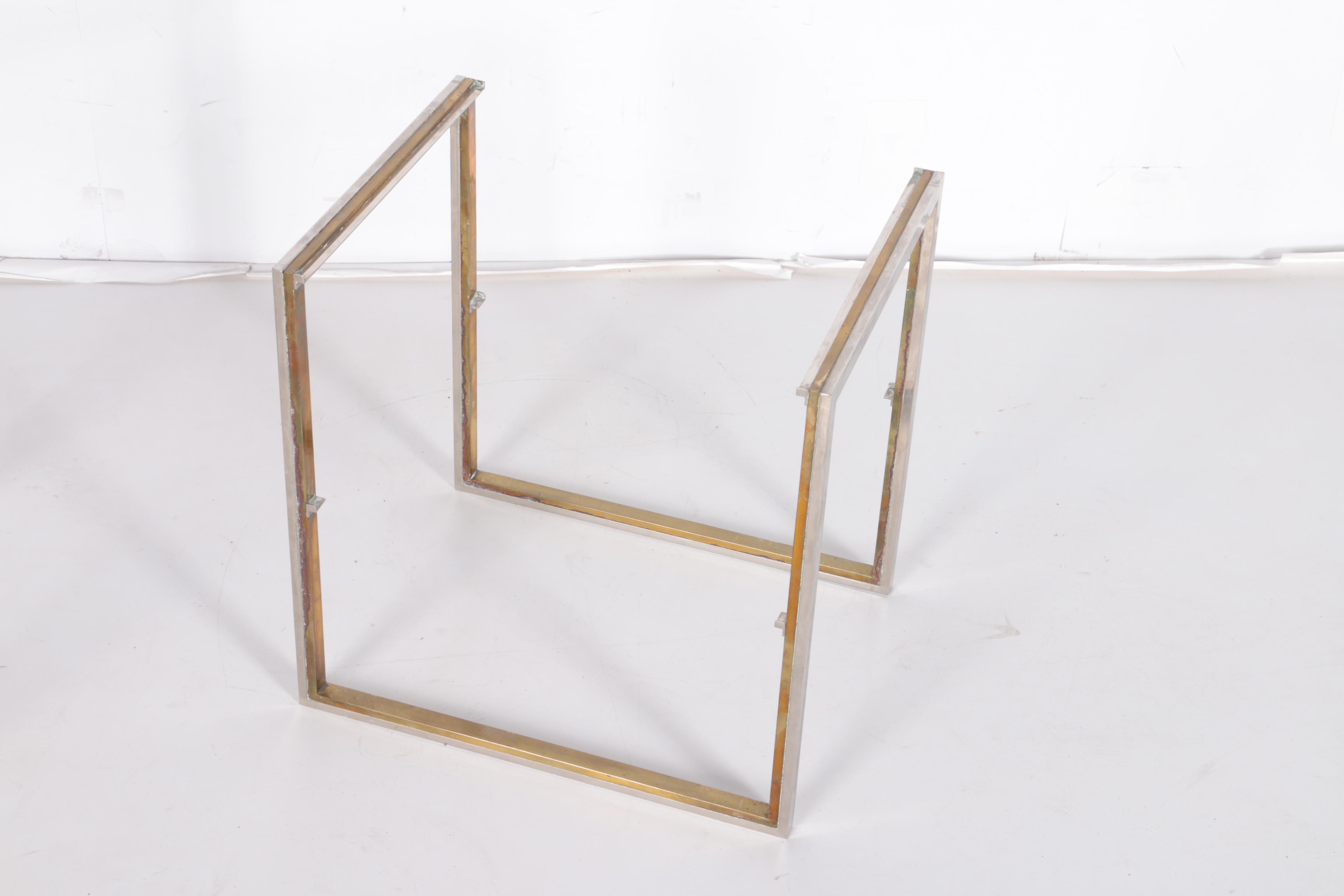 Modernist Style Metal and Smokey Glass Side Tables