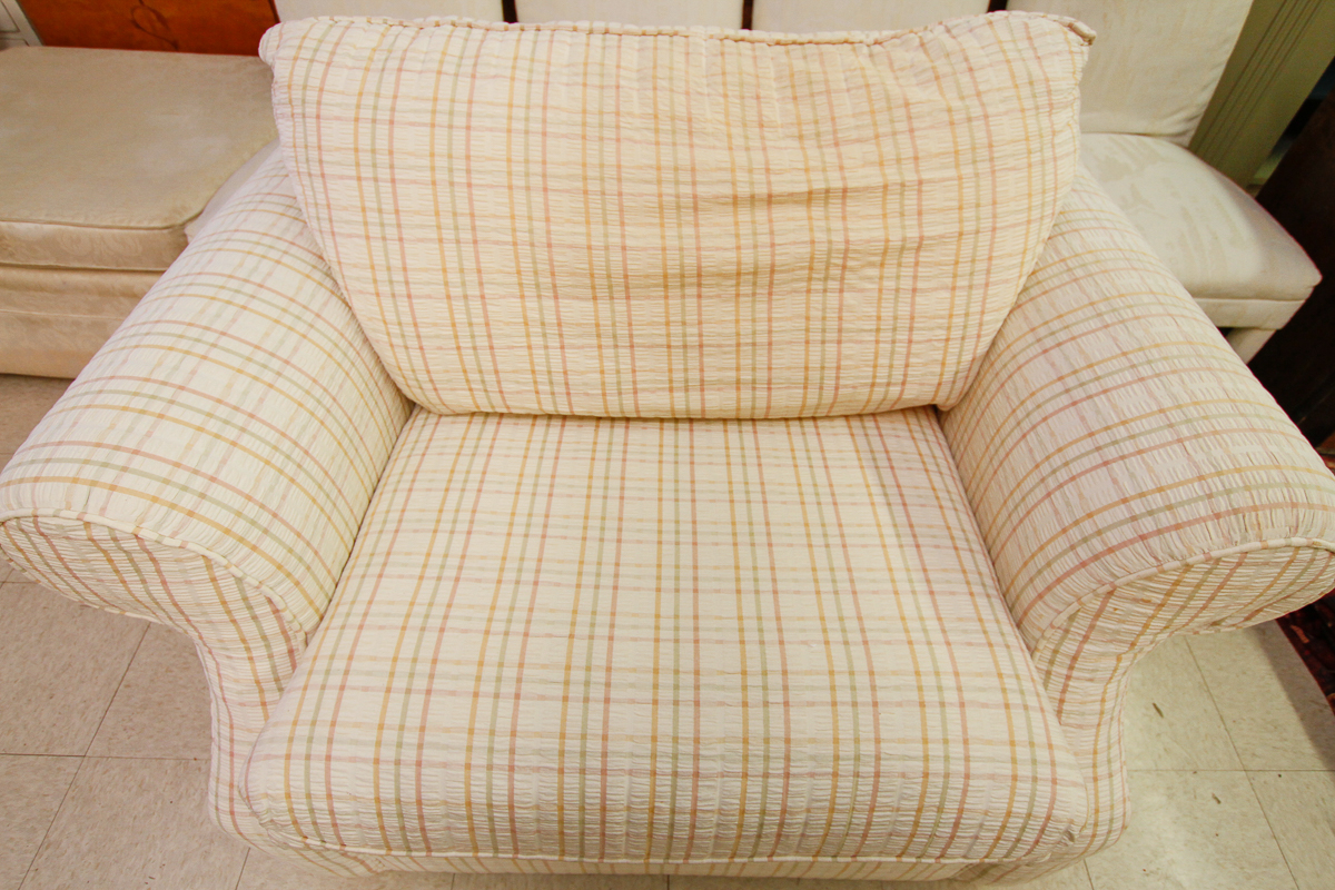 Cream Plaid Club Chair by Flexsteel