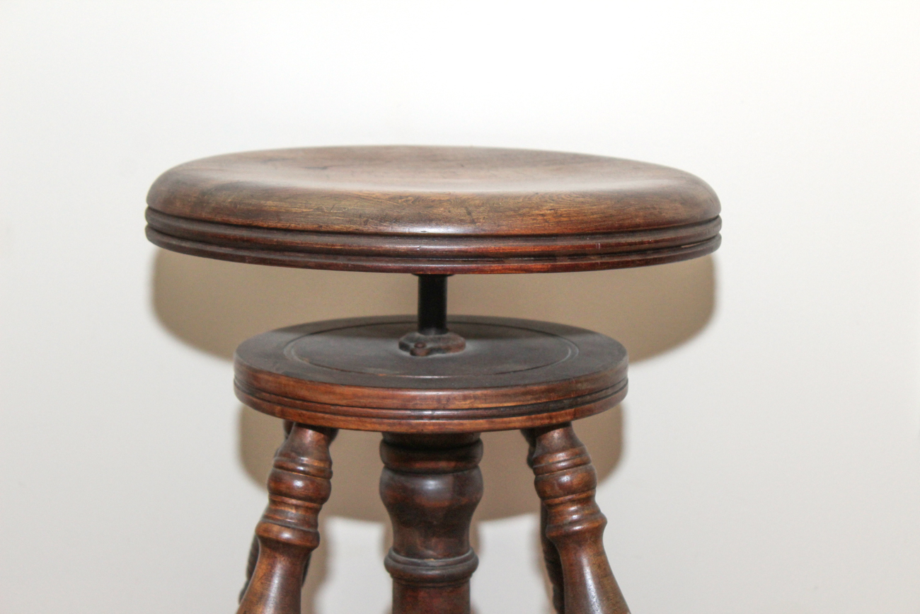 Antique A. Merriam Company Glass Ball and Claw Foot Piano Stool