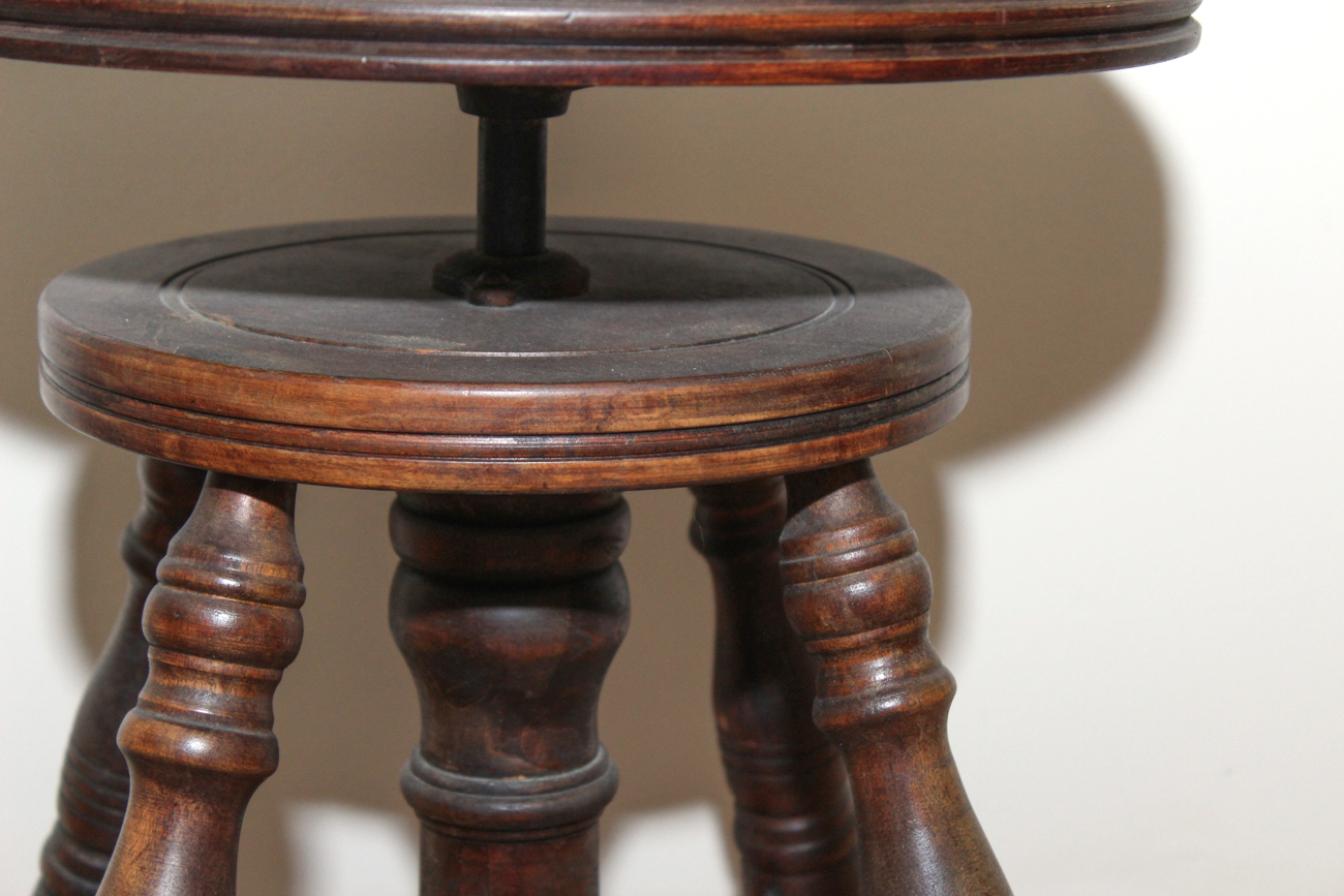 Antique A. Merriam Company Glass Ball and Claw Foot Piano Stool