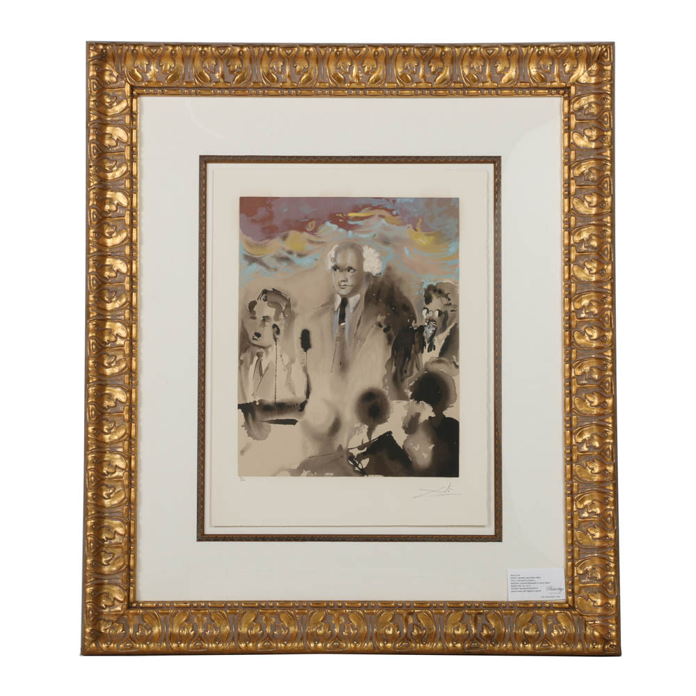 Salvador Dali Signed Limited Edition Lithograph on Paper "A Moment in History"
