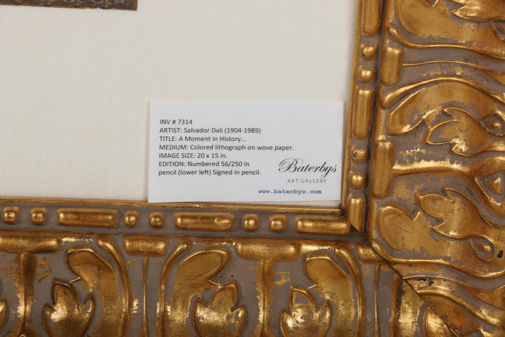 Salvador Dali Signed Limited Edition Lithograph on Paper "A Moment in History"