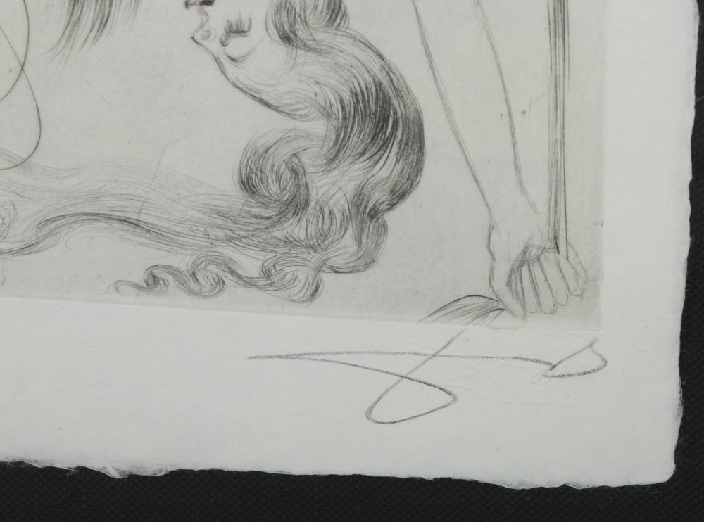 Salvador Dali Signed Limited Edition Engraving with Hand Coloring on Paper "Femme a la Chaussure"