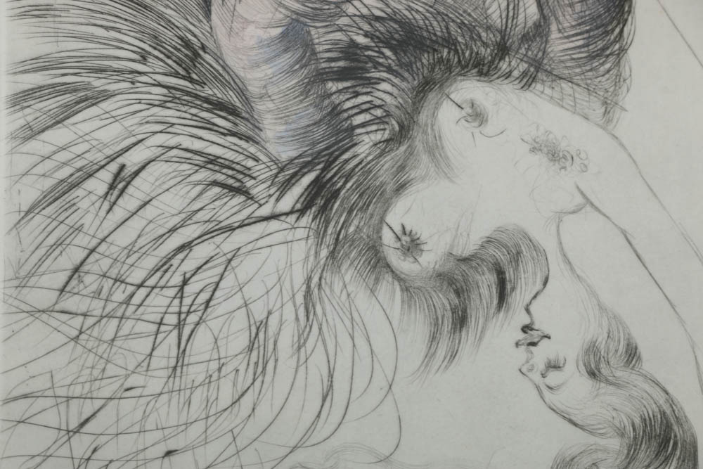 Salvador Dali Signed Limited Edition Engraving with Hand Coloring on Paper "Femme a la Chaussure"