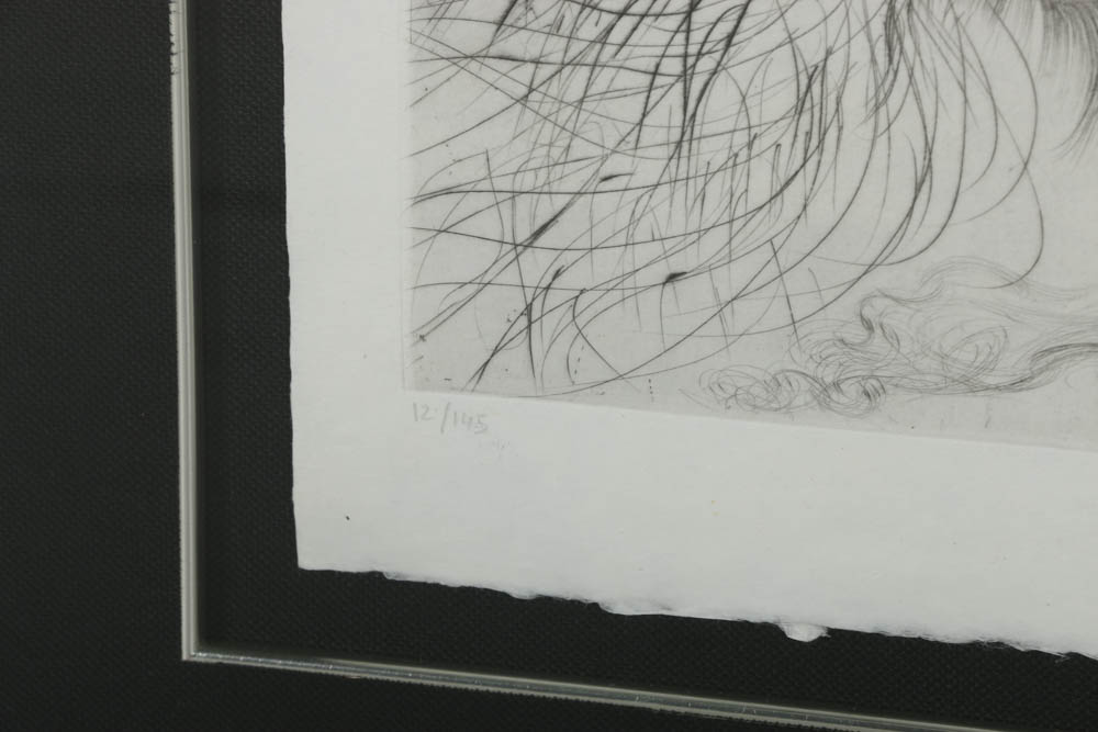 Salvador Dali Signed Limited Edition Engraving with Hand Coloring on Paper "Femme a la Chaussure"