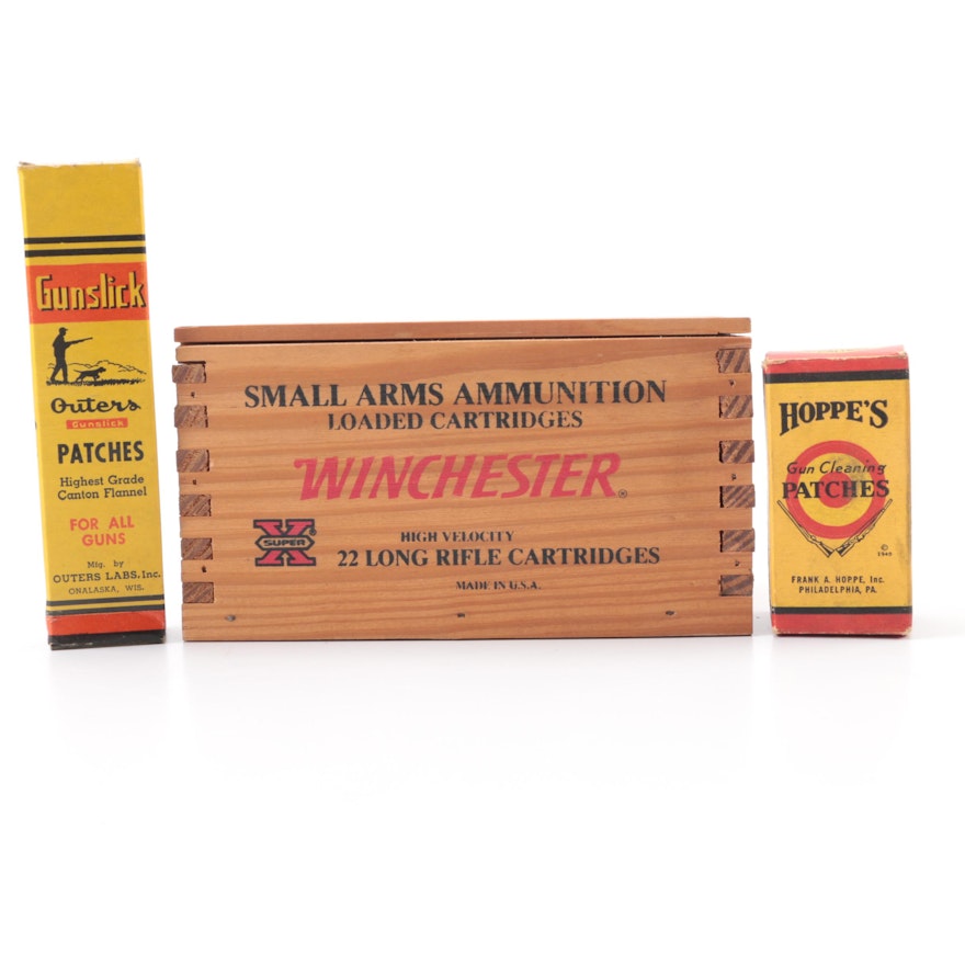Winchester Wood Box and Gun Cleaning Patches