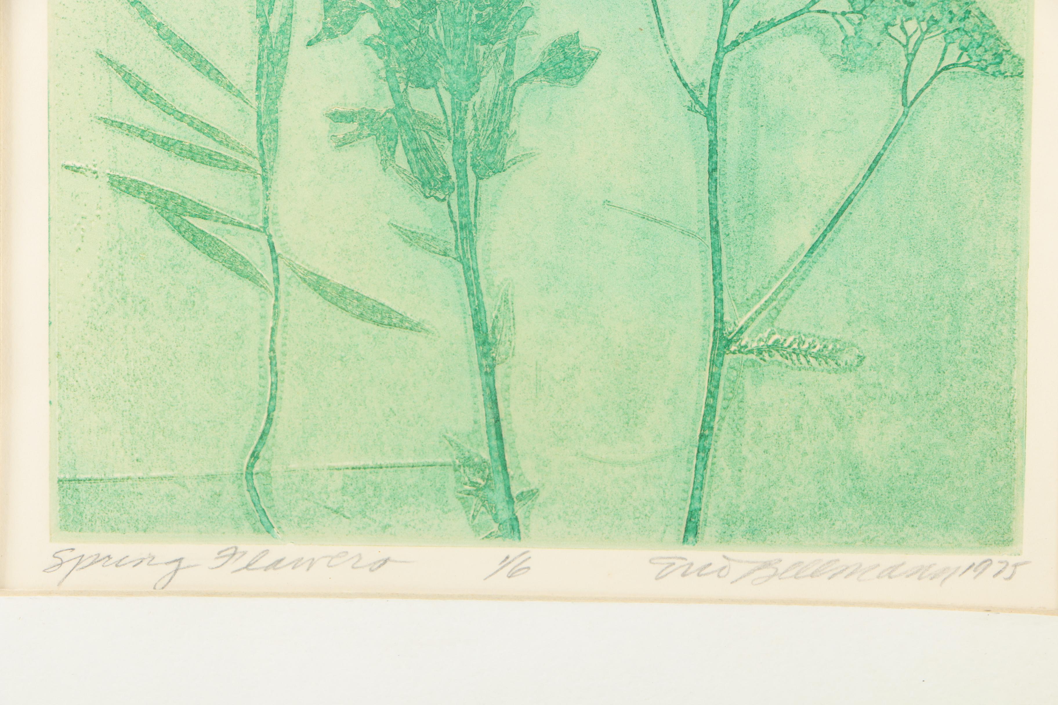 Eric L. Bellmann Intaglio Print "Spring Flowers"