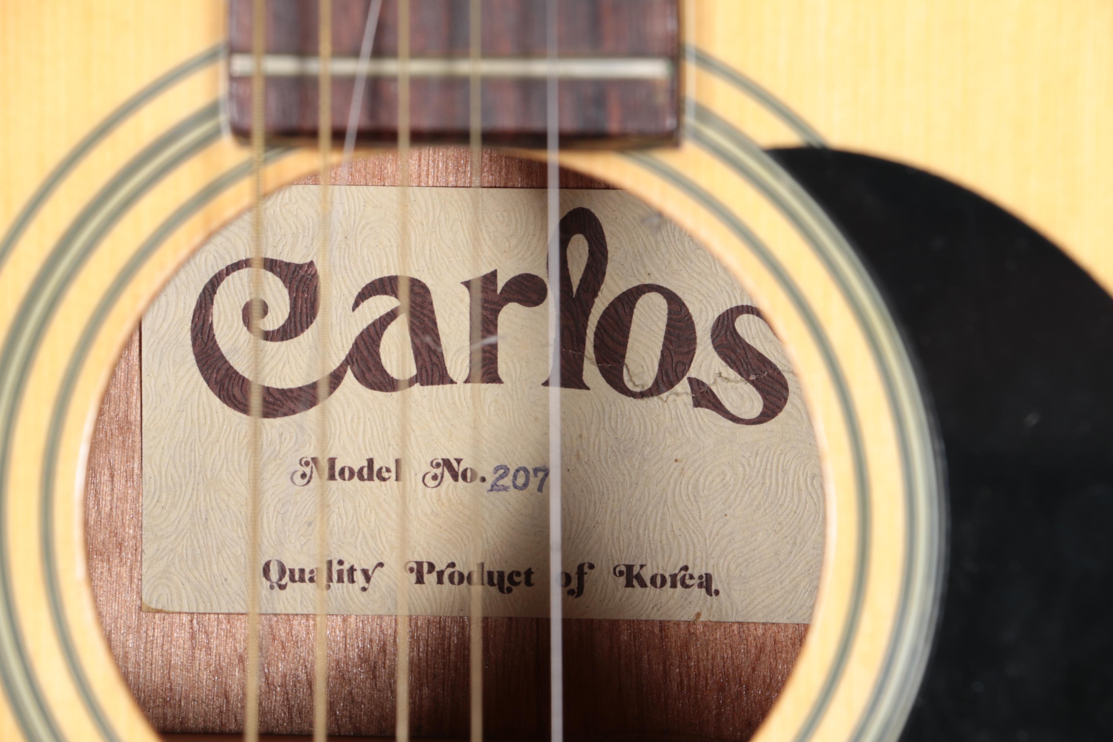 Vintage Carlos Dreadnought Style Acoustic Guitar and Accessories