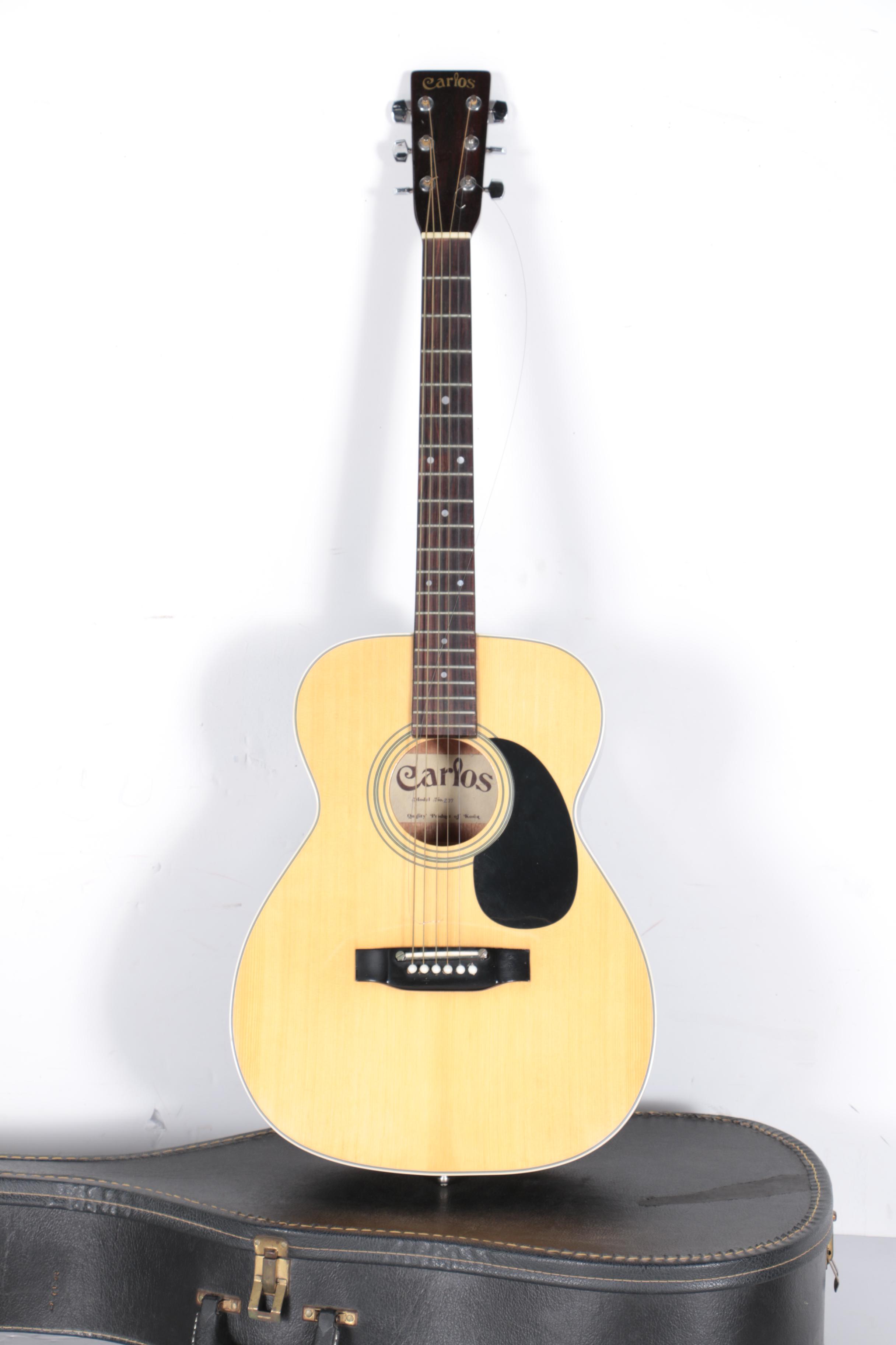 Vintage Carlos Dreadnought Style Acoustic Guitar and Accessories